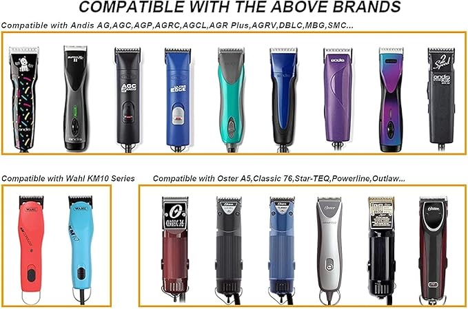 Professional Detachable Replacement Ceramic Blades Set,Cut Length,Compatible with Andis AGC,BDC,BGC,MBG Series/Oster Classic 76/Star-Teq/Power-Teq/A5 Clipper (0.5mm-9.5mm 5 PACK) Golden