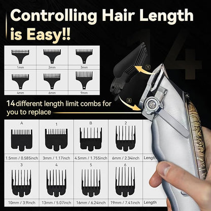 Professional Hair Clippers and Trimmers Set for Men, Cordless Rechargeable Electric Hair Clippers for Hair Cutting, Haircut Clipper for Barber, Men's Gifts for Husband, Barbers, Father