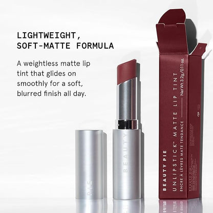 Beauty Pie Unlipstick Modern Matte Lip Tint – Unforgettable (Warm Red), Lightweight Hydrating Balm-Tint, Long-Wearing Blur-Matte Finish, 0.11 oz