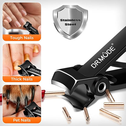 Toenail Clippers for Thick Toenails for Seniors, DRMODE Upgrade Slanted Curved Nail Clippers for Men Thick Ingrown Nails with Wide Opening, Heavy Duty Fingernail Toenail Clipper Cutter Trimmer