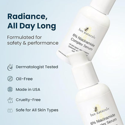 6% Niacinamide Complex Serum for Face with Hyaluronic Acid & Honey, Reduced Potential for Irritation, Pore Minimizer, Hydrating Facial Serum for Skin Even Tone – Anti-Aging for All Skin Types 2 fl oz