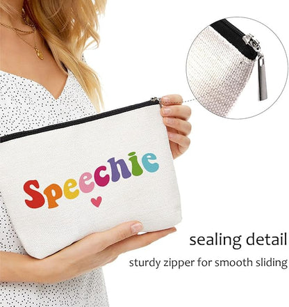 Blue Leaves Speech Therapy Gifts, Speech Language Pathologist Gifts, Speech Therapist Gift for Women, Thank You Gift, Therapist Cosmetic Bag, Speechie Makeup Bag