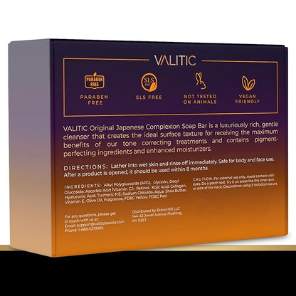 VALITIC Kojic Acid Vitamin C and Retinol Soap Bars with Turmeric for Dark Spot - Original Japanese Complex Infused with Collagen, Hyaluronic Acid, and Vitamin E (4 Pack)