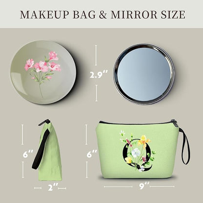 Birthday Thank You Appreciation Monogrammed Gifts for Mom Aunt Teacher Sister Friend Coworkers Bride Bridesmaid Makeup Cosmetic Bag with Mirror Mothers Day Christmas Graduation Q