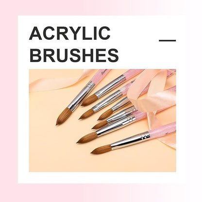 Acrylic Nail Brush Size #18, 100% Pure Kolinsky Nail Art Brushes for Acrylic Application, Sturdy Starry Handle Oval Shaped Nail Design Tools for Professional Manicure DIY, Pink