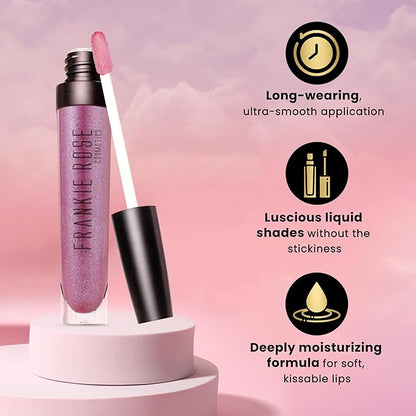 Frankie Rose Cosmetics Lip Gloss | Non-Sticky Formula, Long Lasting Gloss Shimmer, Bold Pigment & Hydrating Gloss of Lips, Flirt Shimmer Lip Gloss, 20g