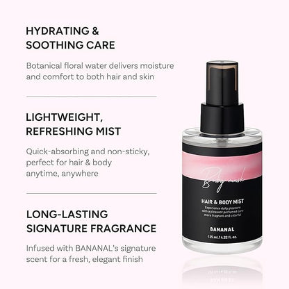 Korean Hair & Body Mist – Botanical Waters & 17 Amino Acids – Sulfate, Paraben & Silicone-Free – Baby Musk, 125ml / 4.22 fl oz
