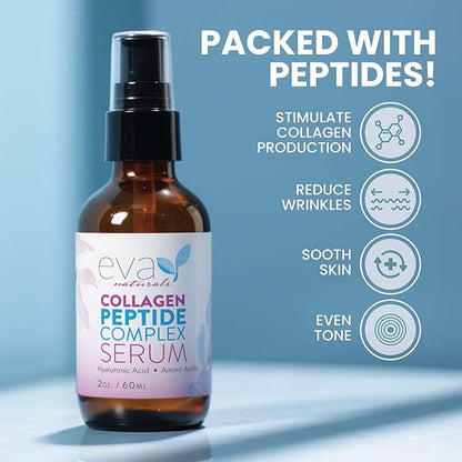 Collagen Peptide Serum for Face – Anti Aging Facial Treatment with Peptides & Hyaluronic Acid – Gentle for Sensitive Skin, Microneedling Pen, Derma Roller, Skin Firming & Hydrating (2 Oz) (2 Pack)