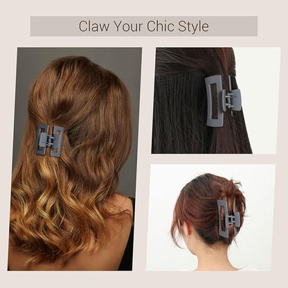 Shinowa Hair Claw Clips, 3 Pieces Leopard Print Claw Clip, Strong Hold Hair Jaw Clips for Thick Hair, Hair Accessories for Women Girls, Dark Gray