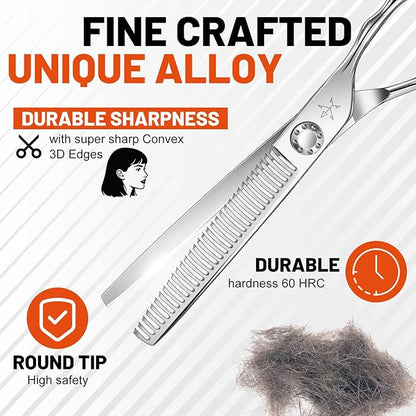 High-end Professional Hair Thinning Scissors Hair Cutting Teeth Shears Barber Hairdressing Texturizing Scissors Extremely Very Sharp 6.5 Inch Stainless Steel Alloy For Men Women Salon & Home