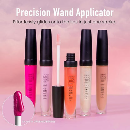 Frankie Rose Cosmetics Lip Gloss | Non-Sticky Formula, Long Lasting Gloss Shimmer, Bold Pigment & Hydrating Gloss of Lips, Flirt Shimmer Lip Gloss, 20g