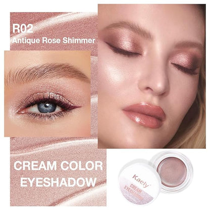 Kaely Single Cream Eyeshadow Pot, Golden Tan Antique Rose Shimmer Eye Shadow for Older Women High Pigmented Waterproof, Natural Eyeshadow Palette Makeup Brightener, sombras en crema para ojos, R02