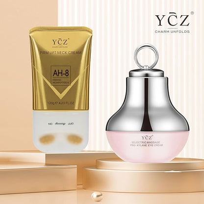Ycz Neck-Eye Care Tightening & Revitalizing Set -Smooth of Fine Lines, Eye & Neck Treatment, Skin Moisturizer, Deep Moisturizing Skincare