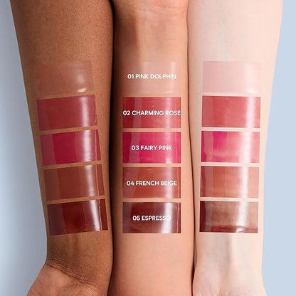 Crystal Dewy Lip Gloss | Lightweight & Non-Sticky | High-Shine & Long-Lasting | Hydrating Korean Lip Care Gloss | 0.17 oz. (02 CHARMING ROSE)
