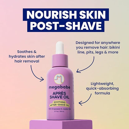 Megababe Après Shave Oil | Soothing After-Shave Oil | with Grapeseed & Jojoba Oils | 2 fl oz
