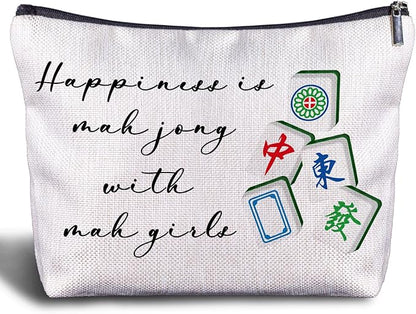 Mahjong Gifts Cosmetic Bag - Mahjong Makeup Bag Women's Zippered Bag, Friendship Gifts for Mahjong Lover- A