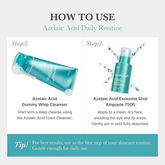 medicube Azelaic Acid Exosome Shot Serum 7500 – Deep Hydration for Smooth, Even Skin Texture | Use for After Spot Care, with Azelaic Acid, Niacinamide | Korean Skincare, 30ml / 1.01 fl.oz