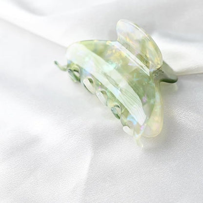Handmade Celluloid Acetate French Design Barrettes Tortoise Shell Claws Hair Claw Luxury Fashion Accessories Hair Clip for Women (transparent green)