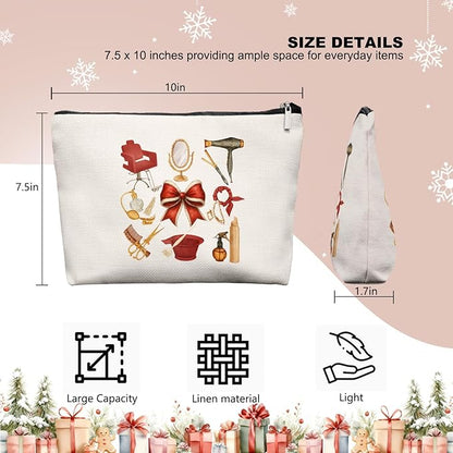 Chrisamas Hairstylist Gifts Women Makeup Bag Make Up Bag, Cosmetic Bags for Hairstylists, Hairdresser Gifts for Cosmetology Student Teen Girls(Red)