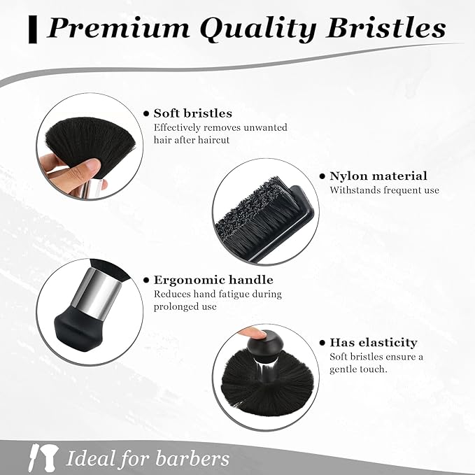 Barber Brush Neck Duster - Essentials Barber Accessories and Cleaning Supplies for Barber Shop - Neck Duster Brush for Professional Hair Stylists - Barbers Duster Tool for Salon Stations(2 pcs)