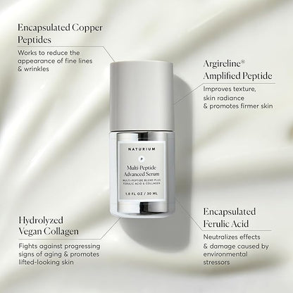 Naturium Multi-Peptide Advanced Serum, Firming & Smoothing Face Serum for Fine Lines & Wrinkles with Advanced Multi-Peptide Blend, 1 oz