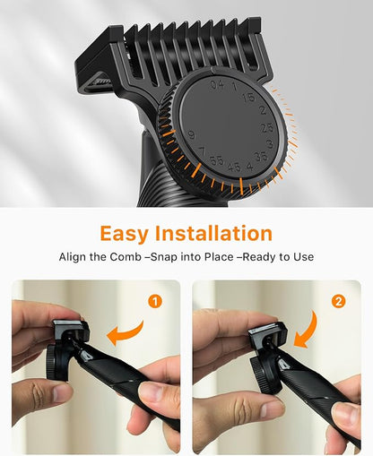 Men's Electic Beard Trimmer with 12-in-1 Rotating Combs - Professional Precision Styling,Magnetic Snap Blade, Wet/Dry Use, USB-C Fast Charge, Travel Friendly - Ideal for All Beard Styles