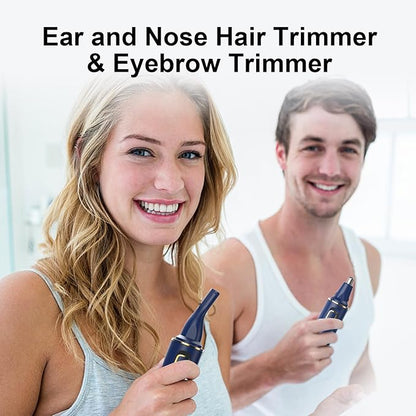Nose Hair Trimmers for Men，Rechargeable Hair Trimmer 2 in 1 Painless Multifunctional Ear and Nose Hair Trimmer with IPX7 Waterproof Dual Edge Blades (Blue)