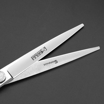 6/7-Inch Professional Hair Scissors Haircut Rose Pattern Hair Scissors Styling Tools Japanese Stainless Steel Scissor Set (7-inch cutting scissors-A)