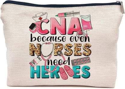 IWXYI Cna Bag,Western CNA Because Nurses Need Heroes Makeup Bag,Nurse Life Make up Bag