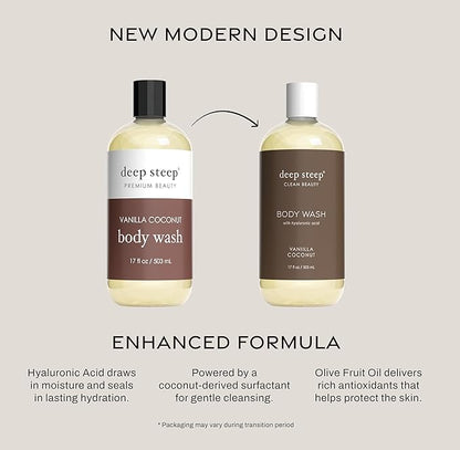 Deep Steep Body Wash, 17oz (Vanilla Coconut)