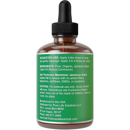 Jamaican Black Castor Oil for Hair Growth. Strengthens & Hydrates Thinning, Dry Hair for a Healthier-Looking Scalp. For Women & Men – Vegan & Unscented 2oz Serum (Pack of 2)