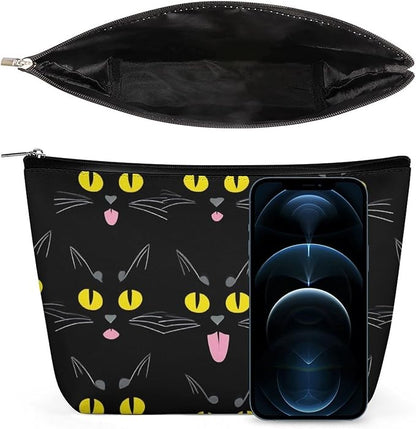 Travel Cosmetic Bag, Large Makeup Case, Toiletry Bag, Personality Fashion Zipper Cosmetic Case Cool Funny Black Cats