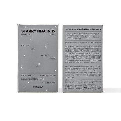 15% Niacinamide + Alpha Albutin + Banana PDRN Starry Niacin 15 Correcting Serum – Potent Brightening Serum for Uneven Tone & Dark Spots, Fragrance-Free | Korean Skincare (1.01 fl.oz / 30ml)