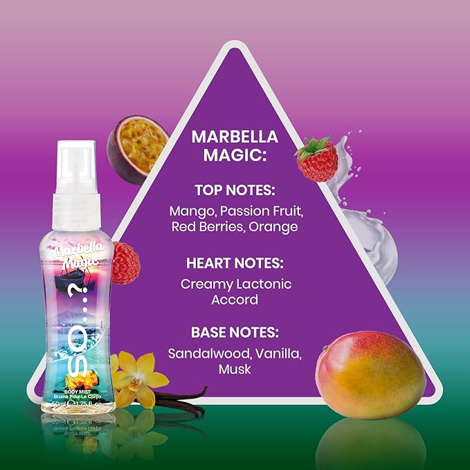 So...? Escapes Body Mist Set - Perfumes for Women - Everyday Body Spray for Women - Vegan, Cruelty Free Fragrances - Travel Size Gift Set - 6 pcs