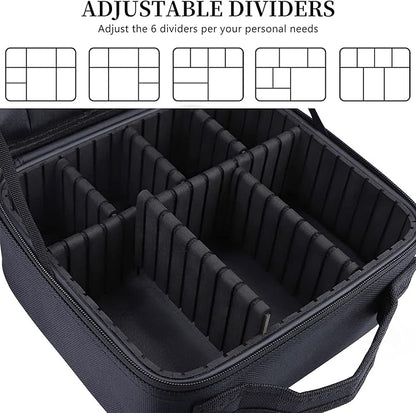 Travel Makeup Bag 10.4" Makeup Train Case Portable Artist Make Up Organizer Case with Adjustable Dividers Oxford Cloth Storage Case for Cosmetics Makeup Brushe (Black)