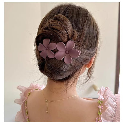 5PCS Flower Flat Hair Clips Non-Slip Matte Hair Clamps Floral Design French Alligator Clips Cute Clip Hair Claw Hair Accessories for Women Girls