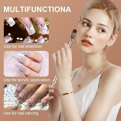 Acrylic Nail Brush Size 6,KEMEISI 100% Pure Kolinsky Nail Art Brushes Sturdy Handle Oval Shaped Acrylic Powder Nail Design Tools for Professional Manicure DIY Home Salon (Gold)