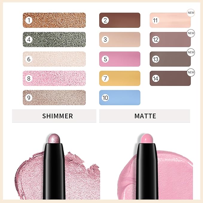 Erinde Waterproof Eyeshadow Stick, Cream Eye Shadow Stick, Long-Lasting, Crease-Proof, Cream to Powder Buildable & Blendable Eye Shadow Pencils Crayon, Vegan & Cruelty-Free, 03 Desert