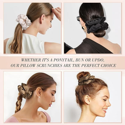 3Pcs Large Satin Hair Scrunchies, Pillow Satin Scrunchies for Thick Curls Hair Silk Sleepy Hair Tie Stocking Stuffers for Teen Girls