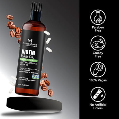 Botanic Hearth Biotin Oil For Hair Growth (6.7 fl oz)| Nourishing And Strengthening Hair Treatment For Thicker, Healthier|Looking Hair | Paraben Free | Suitable For All Hair Types