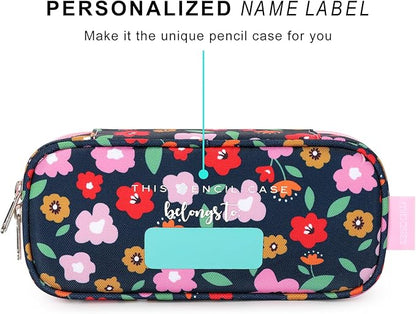 mibasies Girls Pencil Case for Kids, Multi-Slot Pencil Pouch, Pulan Flower