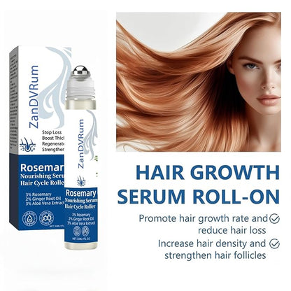 Rosemary Hair Growth Serum Roll-On for Thinning Hair with Saw Palmetto & Tea Tree — Lightweight, Non-Greasy Scalp Oil for Hair Regrowth Support