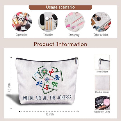 Mahjong Gifts Cosmetic Bag - Mahjong Makeup Bag Women's Zippered Bag, Friendship Gifts for Mahjong Lover- B