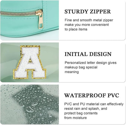YOOLIFE Initial Make Up Bag Travel Toiletry Bag, Clear Makeup Bag Preppy Cosmetic Bags Organizer Travel Essentials Gifts for Women Teen Girlfriend Teacher Mom Birthday Mothers Day Gifts Blue S