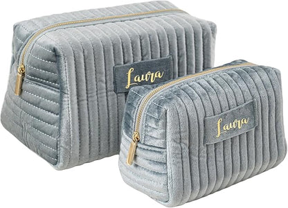 Personalized Makeup Bag, Velvet Custom Name Travel Makeup Bag with Zipper for Women Teen Girls Birthday Gifts Mothers Day Gifts for Mom