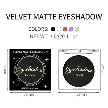 Erinde Black Eye Shadow, Matte Single Eyeshadow Pressed Powder Eyeshadow Makeup, Matte Shade Eyelid Color Eye Makeup for Women, High Pigment, Long Wear, Waterproof, Intense Color, 01 Black Swan