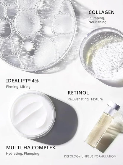 depology Firming Neck & Décolleté Cream, Anti-Aging Neck Cream for Tightening and Wrinkles with IDEALIFT™4%, Retinol, Collagen, Multi-HA Complex, Korean Skin Care Product 1.69 fl. oz