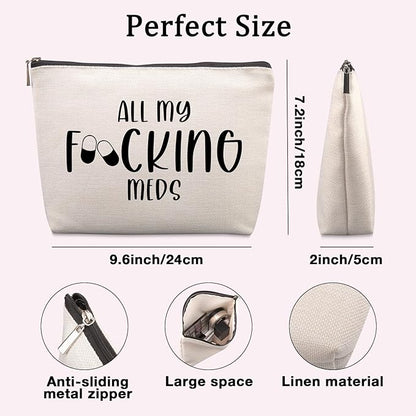 Funny Med Bag for Traveling, Funny Medicine Bag Makeup Bag Gifts Dental Gifts Nurse Assistant Gift Pill Bags Medicine Pouch for Travel, Med Bags Storage for Women Patient Gift