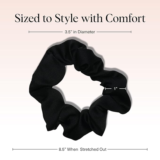 Kitsch Satin Scrunchies for Women – No Crease Hair Ties – Soft Satin Hair Scrunchies for Girls – Frizz Free, Gentle, Stylish Hair Accessories | Ideal Gifts for Women – Black, 5 pcs
