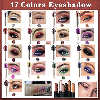 Rose Red Eyeshadow Stick, Cream Smooth Glitter Eyeshadow Pencil Crayon, Hypoallergenic Waterproof Long Lasting Shimmer Eye Shadow Pen Multi-Dimensional Highlighter Stick Eye Liner(Rose Red #06)